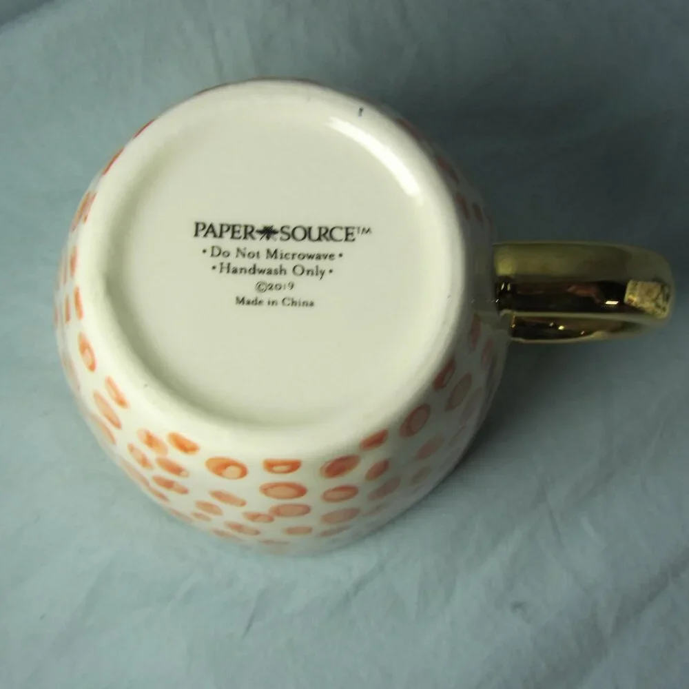 *BOGO mugs* 14 oz mug Paper Source 2019 Coral Dots Wonky Whimsical (w2360)